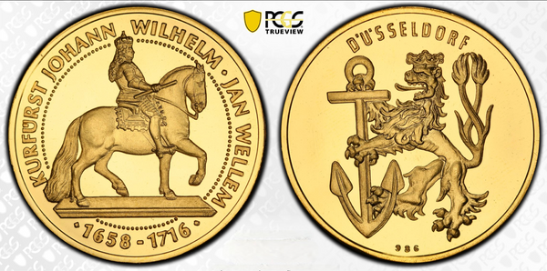1958年ヤンウェレム生誕300周年記念 3ダカット金メダル(PCGS/SP67)