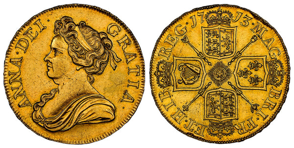 1713年 イギリス アン女王 5ギニー金貨(NGC/AU58)