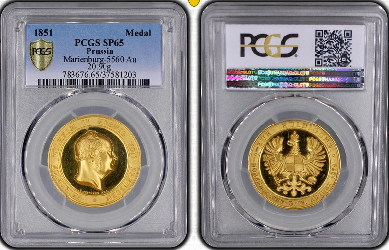 1851年 プロイセン ヴィルヘルム4世 6ダカット金貨(PCGS/SP65)