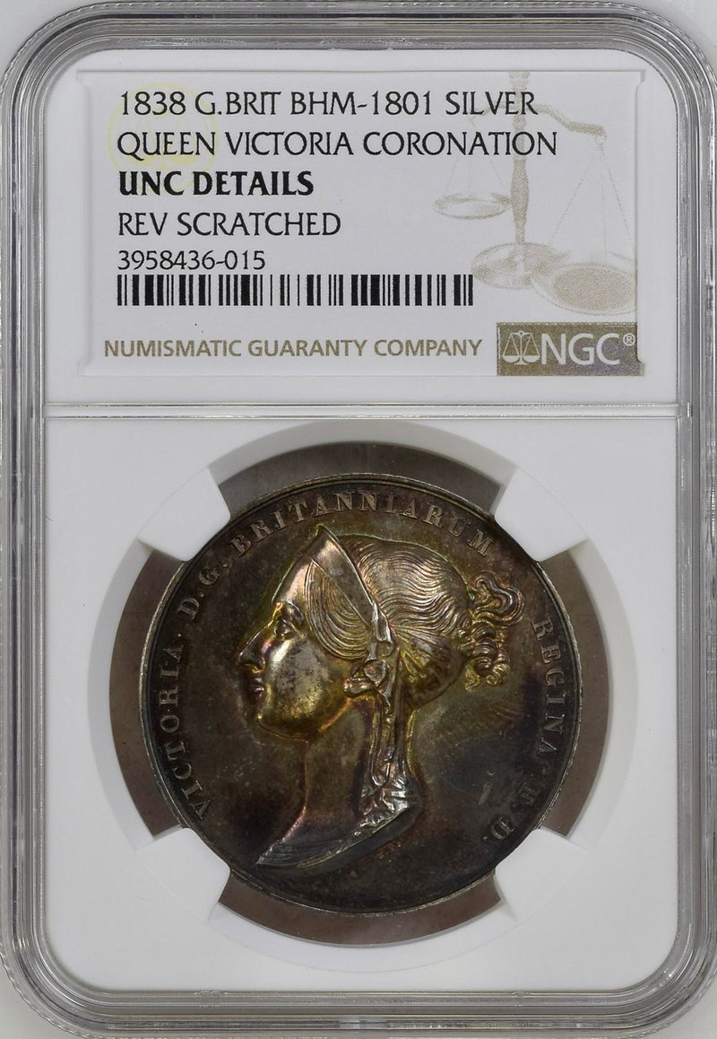 1838年 ヴィクトリア女王戴冠記念銀メダル(NGC/UNC DETAILS)