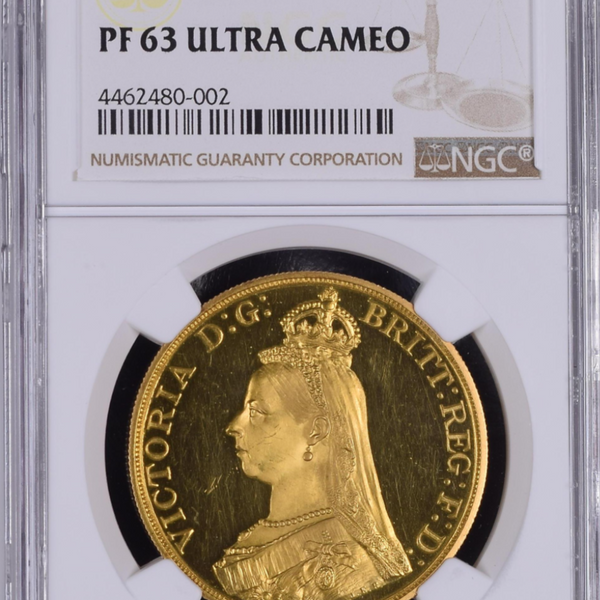 1887年 ヴィクトリア女王 ”ジュビリーヘッド”5ポンドプルーフ金貨(NGC/PF63 UCAM) – cocoin.jp