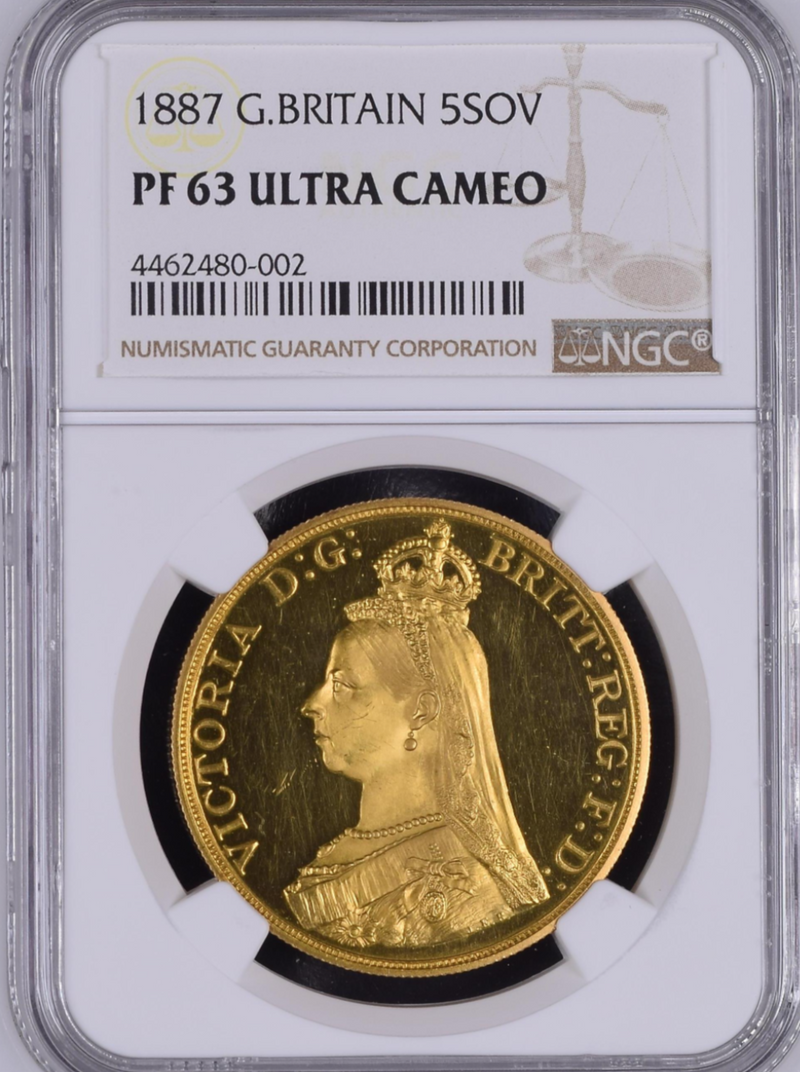 1887年 ヴィクトリア女王 ”ジュビリーヘッド”5ポンドプルーフ金貨(NGC 1887年 ヴィクトリア女王 ”ジュビリーヘッド”5ポンドプルーフ金貨(NGC