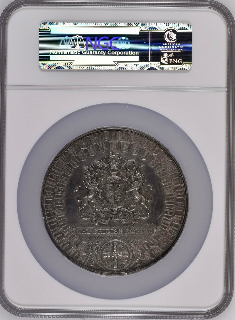 1897年 ヴィクトリア女王 ダイアモンドジュビリー大型銀メダル(NGC/ AU DETAILS)