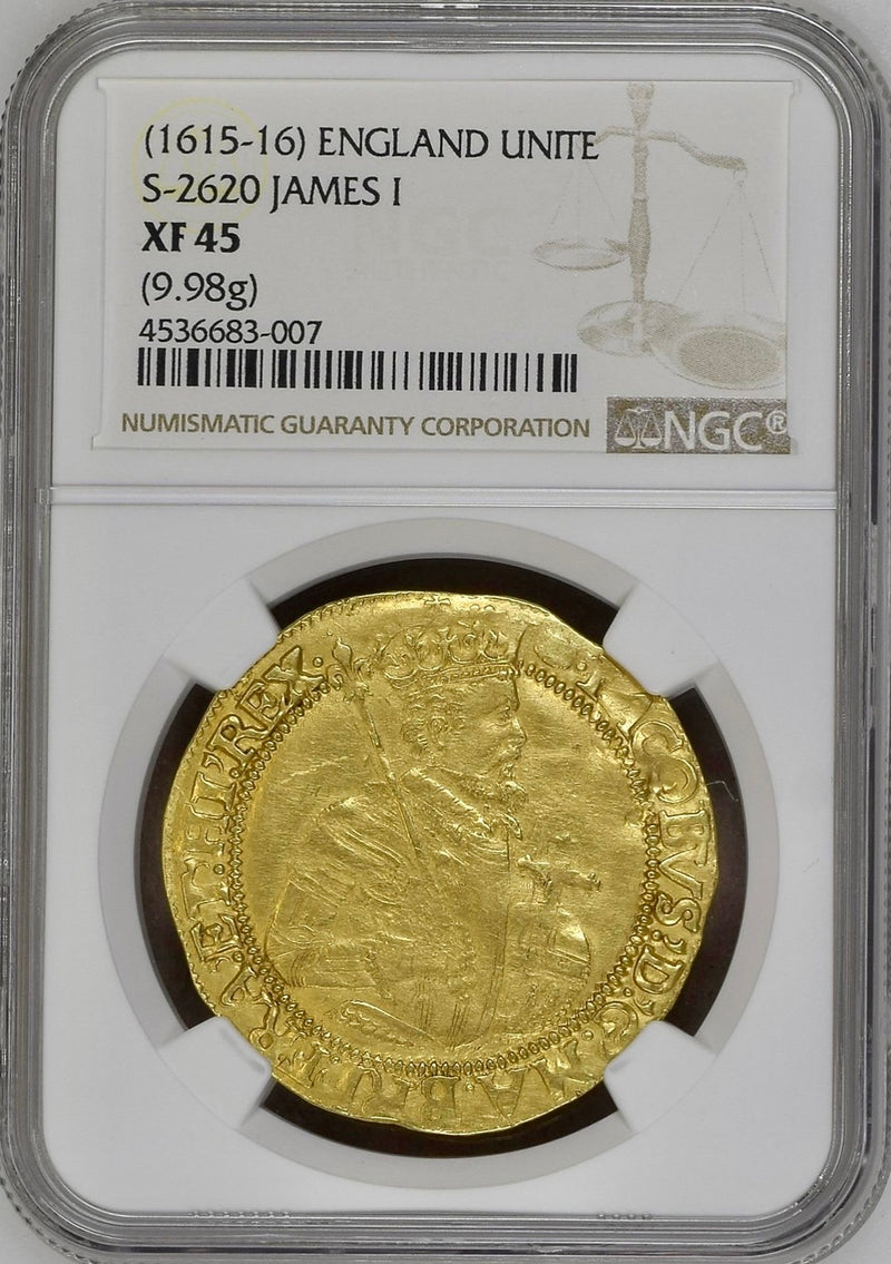 1615-1616年 ジェームズ1世ユナイト金貨 (PCGS/XF45)
