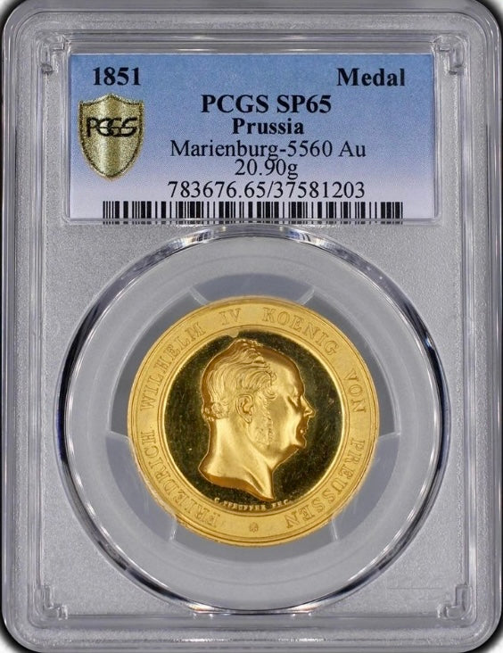 1851年 プロイセン ヴィルヘルム4世 6ダカット金貨(PCGS/SP65)