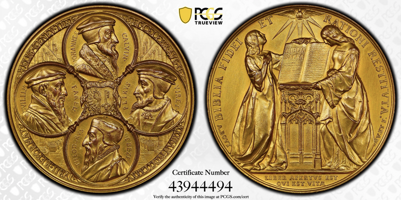 1835年スイス宗教改革300年記念ギルトコイン(PCGS/SP63)