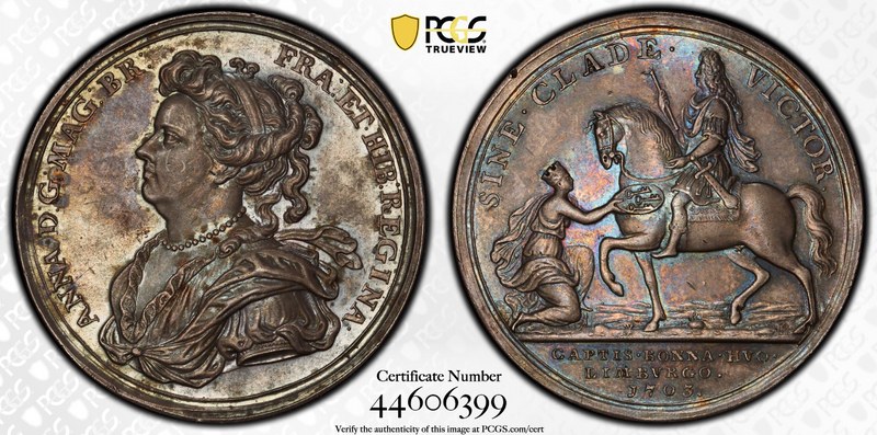 1703年イギリスアン女王マールボロ公　戦果記念メダル(PCGS/MS61)