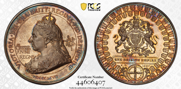 1897年イギリス ヴィクトリア 女王リストライク銀メダル(PCGS/SP64)