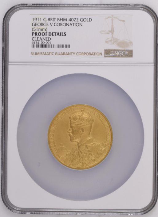 1911年イギリスジョージ5世戴冠記念金メダル(NGC/PROOFDETAILS)