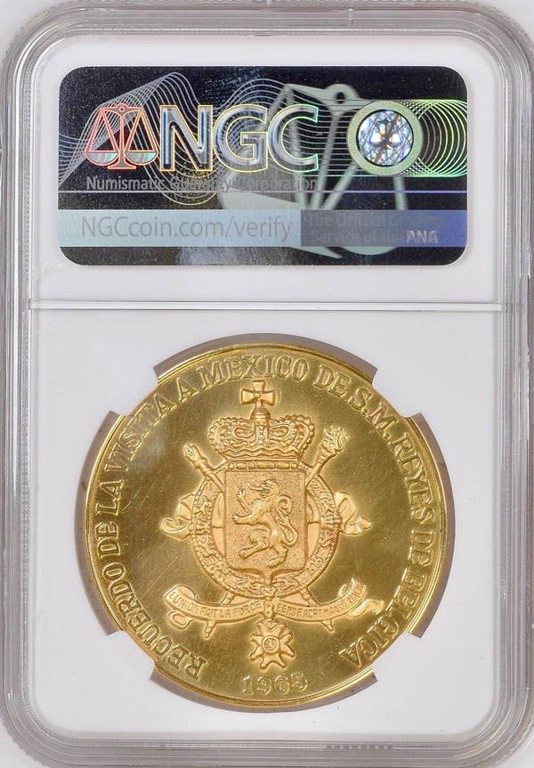1965年 ベルギー国王 メキシコ訪問記念金メダル(NGC/MS65)