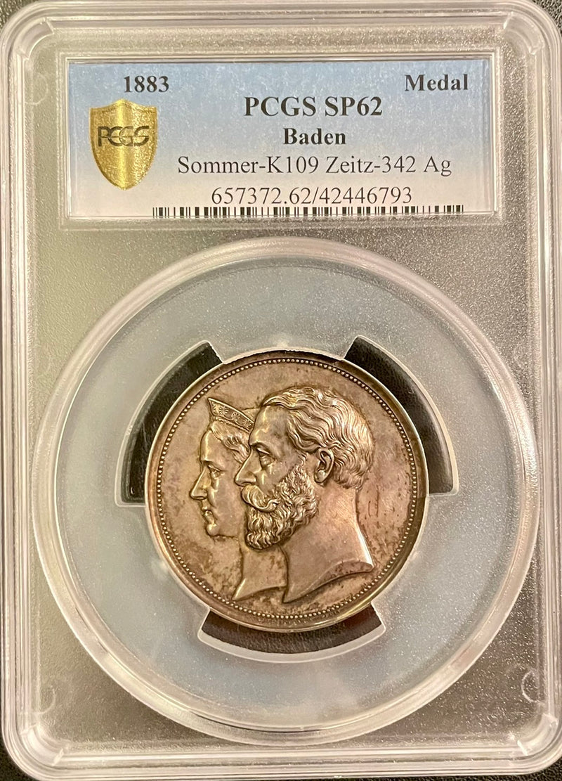 1883年 バーデン大公 フリードリヒ1世銀メダル(PCGS/SP62)