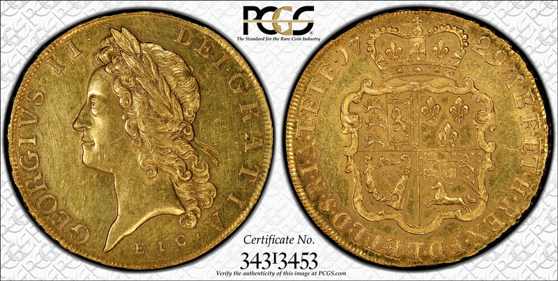 1729年 ジョージ2世 5ギニー金貨(PCGS/AU58)