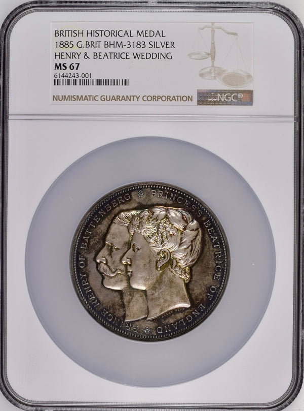 1885年 ヘンリー＆ベアトリス王妃 結婚記念大型銀メダル(NGC/MS67)