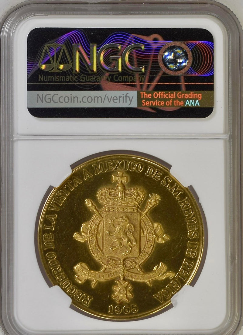 1965年 ベルギー国王 メキシコ訪問記念金メダル(NGC/MS64 DPL)