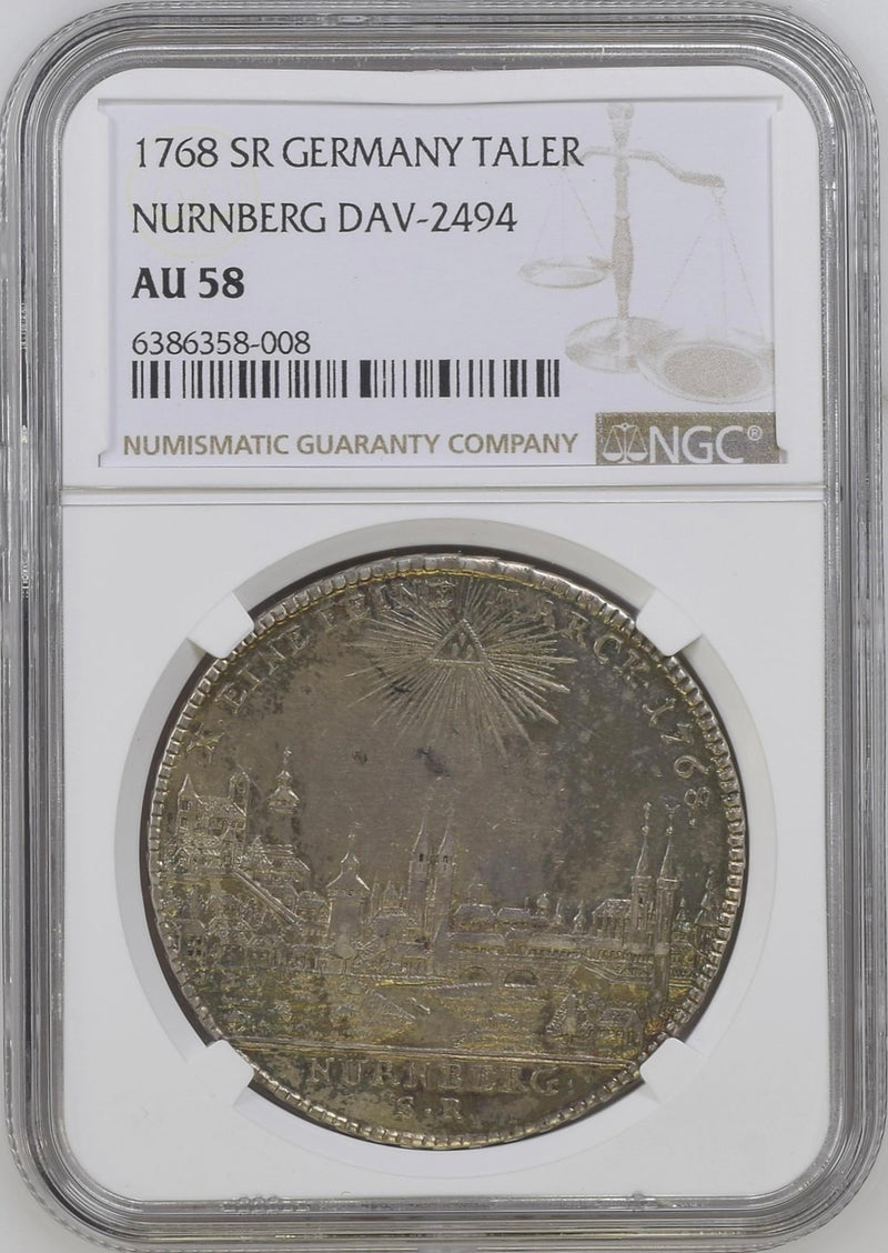 1768年 ドイツ ニュルンベルグ都市景観 ターラー銀貨(NGC/AU58)