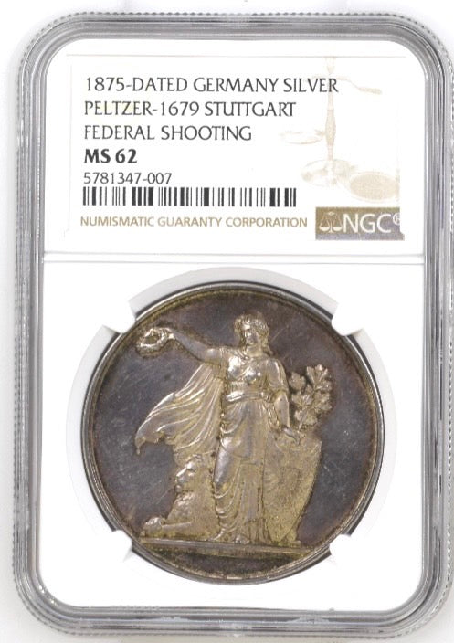 1875年 ドイツ 射撃際銀メダル(NGC/MS62)