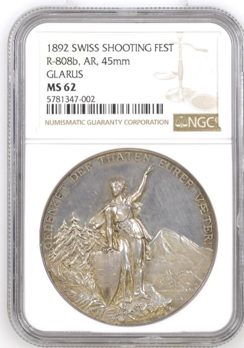 1892年 スイス 射撃祭記念銀メダル(NGC/MS62)