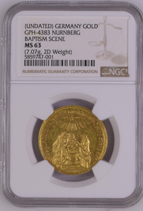 (UNDATED)ドイツ ニュルベルク 洗礼式 金メダル(NGC/MS63)