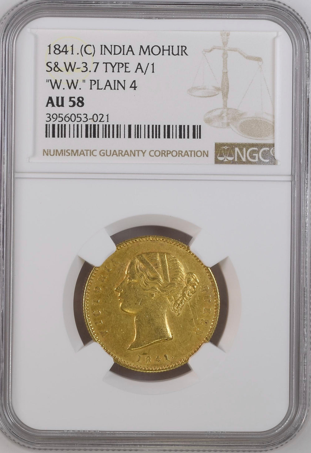 1841年 モハール金貨 ヤング・ヴィクトリア女王(NGC/AU58) – cocoin.jp